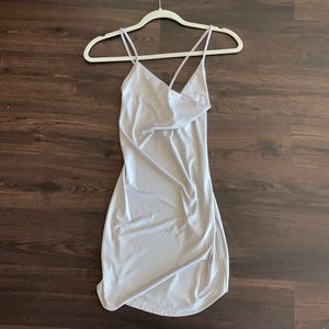 Forever 21 Silver Bodycon Scoop Neck Mini Dress